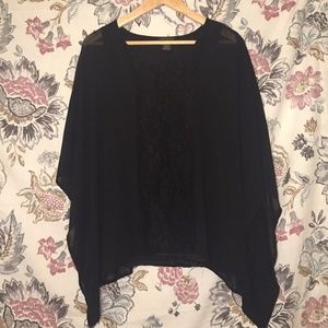 Susan Lawrence Black Blouse w/Lace NWOT